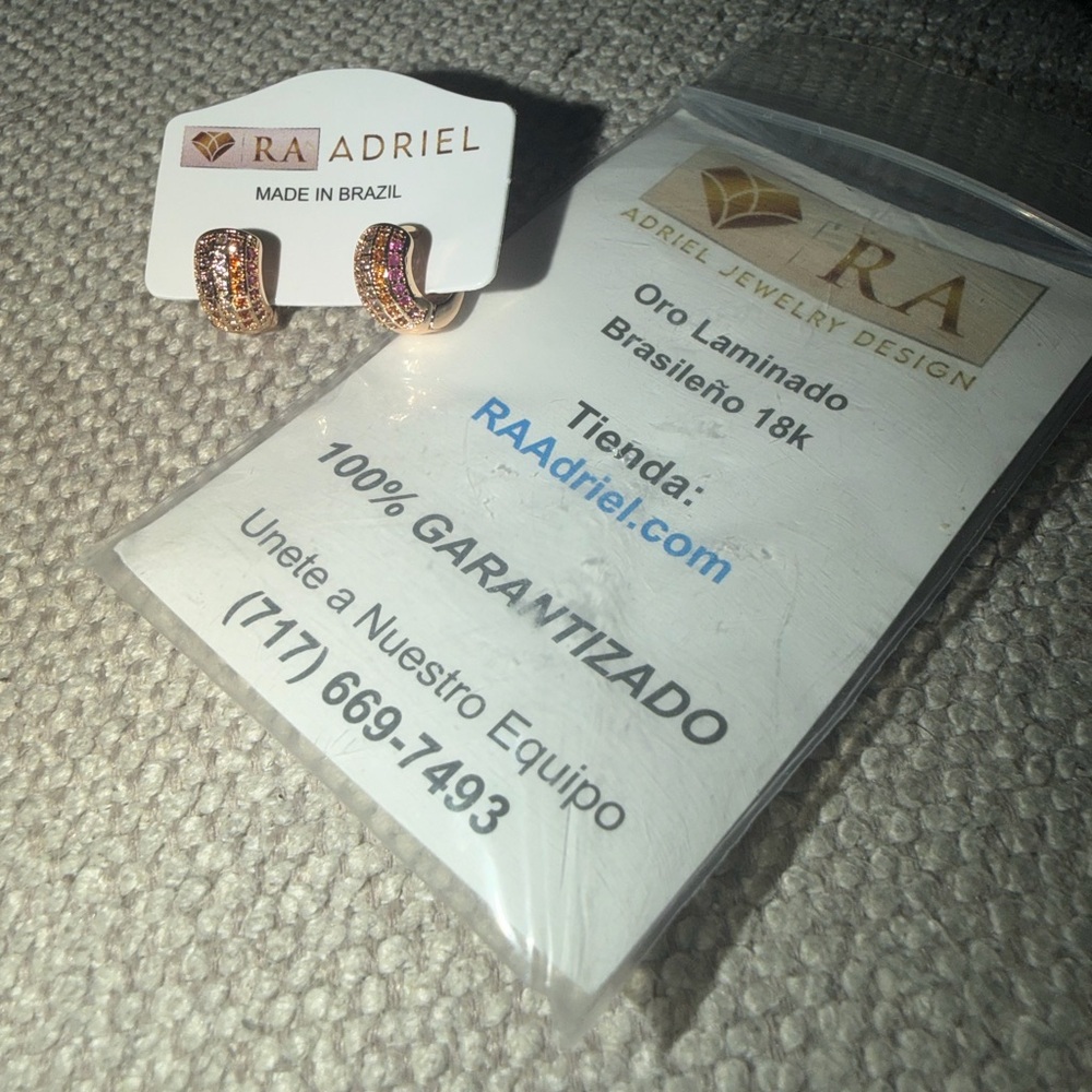 Adriel 18k Gold Plated Rainbow Colorful Earrings Pink,Orange,purple,green